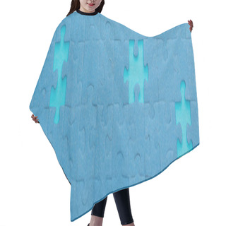 Personality  Panoramic Shot Of Blue Jigsaw Puzzle With Lighter Gaps Hair Cutting Cape