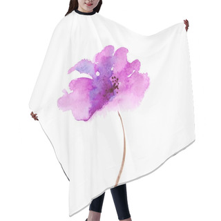 Personality  Lilac Flower. Watercolor Floral Illustration. Hair Cutting Cape