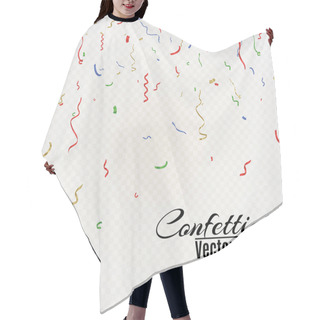 Personality  Golden Confetti, Isolated On Cellular Background. Festive Vector Illustration Tiny Confetti With Ribbon On White Background. Festive Event And Party. Vector Yellow. Hair Cutting Cape