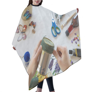 Personality  Decorating A Tin Can. Creation. Hair Cutting Cape