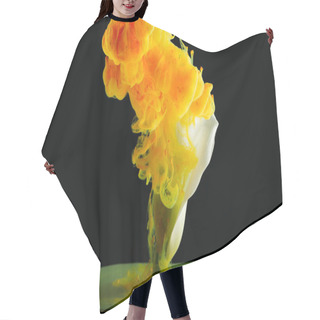 Personality  Close-up View Of Beautiful Calla Lily Flower And Bright Orange Paint On Black   Hair Cutting Cape