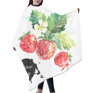 Personality  Hand Drawn Watercolor Painting Strawberries Hair Cutting Cape