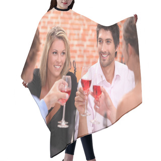 Personality  Two Couple At A Restaurant Hair Cutting Cape