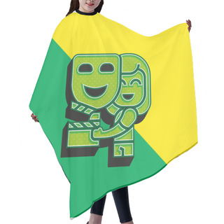 Personality  Acting Green And Yellow Modern 3d Vector Icon Logo Hair Cutting Cape