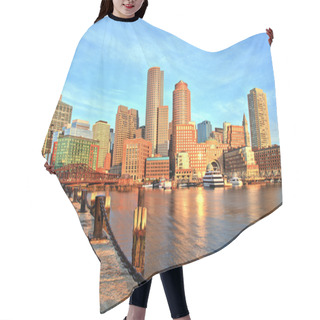 Personality  Boston Skyline With Financial District And Boston Harbor At Sunrise Panorama Hair Cutting Cape