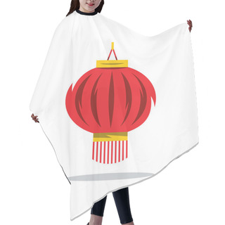 Personality  Vector Chinese Red Lantern Cartoon Illustration. Hair Cutting Cape