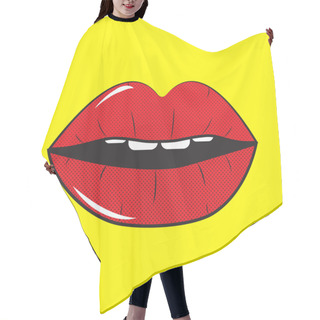 Personality  Open Red Lips Pop Art Background Vector Hair Cutting Cape