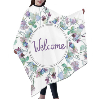 Personality  Wildflowers Floral Botanical Flowers. Watercolor Background Illustration Set. Frame Border Ornament Square. Hair Cutting Cape