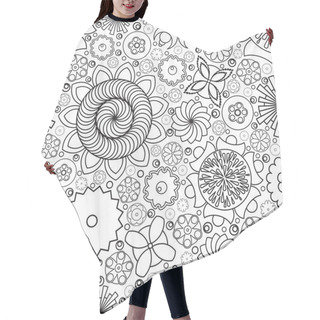 Personality  Vector Seamless Monochrome Floral Pattern. Imitation Of Hand Drawn Flower Doodle Texture. Hair Cutting Cape