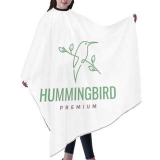 Personality  Beauty Hummingbird Long Beak Perched Tree Feminine Line Art Minimal Logo Design Vector Hair Cutting Cape