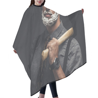 Personality  Man In Shaving Cream Holding Axe Hair Cutting Cape