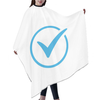 Personality  Eps10 Illustration Of A Check Mark Icon Vector Design Template In Blue Color Isolated On White Background. Hair Cutting Cape