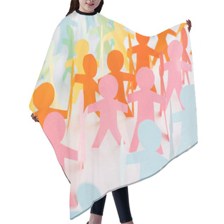 Personality  Colorful Paper Cut Chain People On White, Human Rights Concept  Hair Cutting Cape