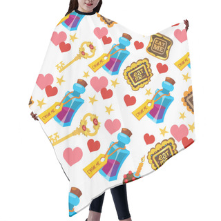 Personality  Pattern From The Collection Of Alice Characters In Wonderland. Hair Cutting Cape