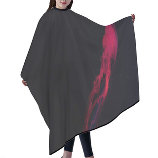 Personality  Panoramic Shot Of Jellyfish In Red Neon Light On Black Background Hair Cutting Cape