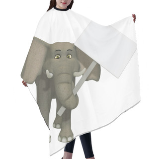 Personality  Cartoon 3d Elephant Wizh A Blank Sign Hair Cutting Cape