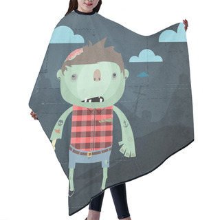 Personality  Vector Grunge Background With Zombie. Hair Cutting Cape