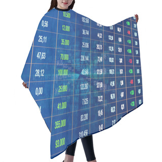 Personality  Calculating Spreadsheet With Numbers, Dates And Financial Figures. One Row Green. Analyzing Data And Financial Spreadsheet Concept. 3D Illustration. Hair Cutting Cape