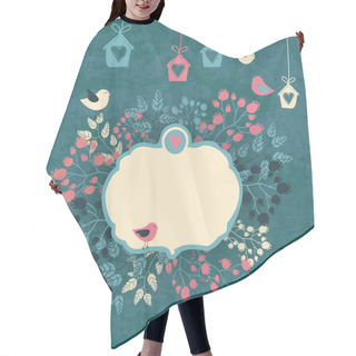 Personality  Vintage Floral Background With Cute Birds In Pastel Colors Hair Cutting Cape