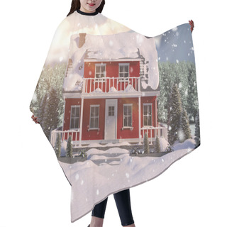 Personality  Red House With Trees  Hair Cutting Cape