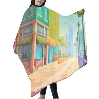 Personality  Abandoned Outdoor Street Cafe Exterior Cartoon Illustration. Summer City Near Park With Neglected Restaurant And Broken Window Glass. Closed Bistro Building Facade Architecture Area Cityscape Scene Hair Cutting Cape