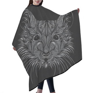 Personality  Symbol Of The New Year 2020. Beautiful Portrait Of A Mouse From Patterns On A Black Background. Vector Illustration Hair Cutting Cape