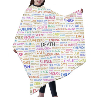Personality  DEATH. Word Collage On White Background Hair Cutting Cape