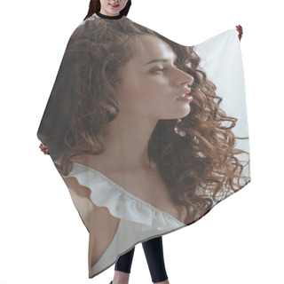 Personality  Attractive Young Woman Hair Cutting Cape
