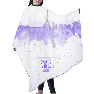 Personality  Sights Of Paris In The Style Of The Sketch And Watercolor Hair Cutting Cape
