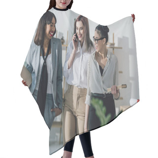 Personality  Young Businesswomen In Office  Hair Cutting Cape