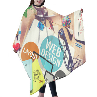 Personality  Messy Table And Note With Web Design Concept Hair Cutting Cape