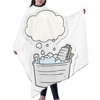 Personality  Cartoon Old Washboard And Bucket And Thought Bubble As A Printed Hair Cutting Cape