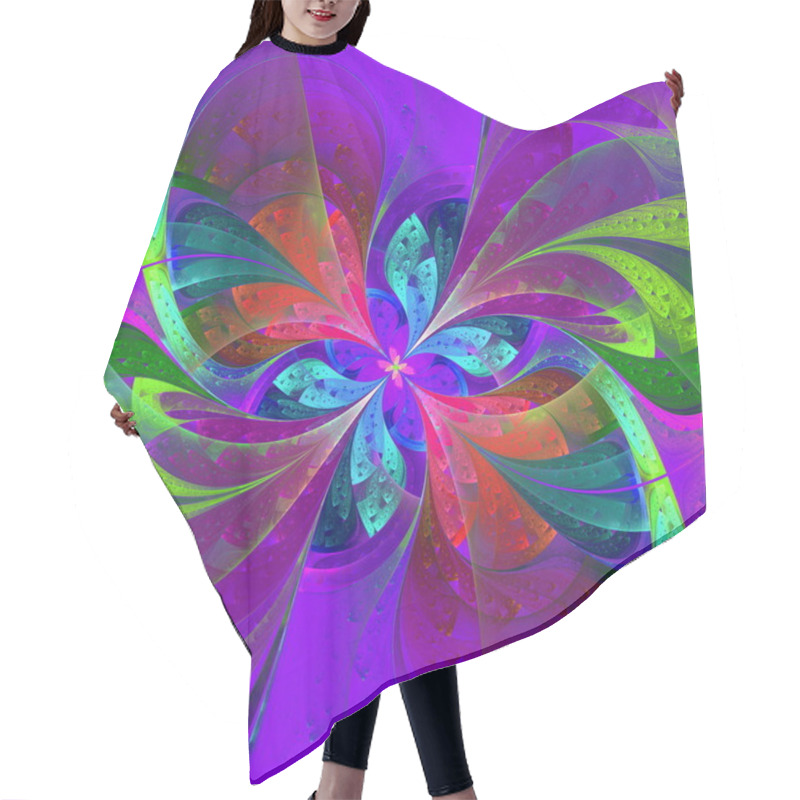 Personality  Multicolor beautiful fractal flower on vinous background. hair cutting cape