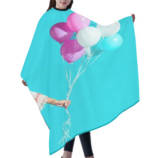 Personality  Hippie Woman Holding Colored Balloons Hair Cutting Cape