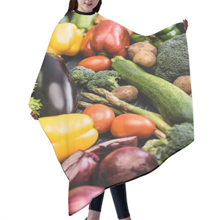 Personality  Selective Focus Of Ripe Colorful Vegetables Hair Cutting Cape