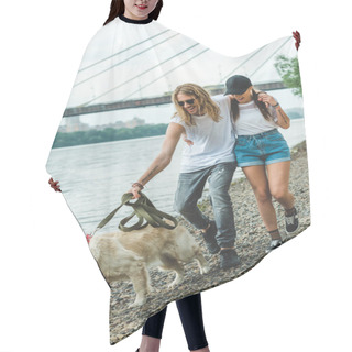 Personality  Couple On Walk With Dog Hair Cutting Cape