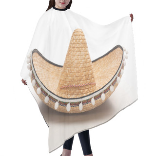 Personality  Mexican Straw Hat On White Background Hair Cutting Cape