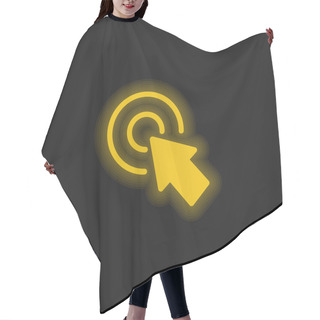 Personality  Arrow Pointing The Center Of A Circular Button Of Two Concentric Circles Yellow Glowing Neon Icon Hair Cutting Cape