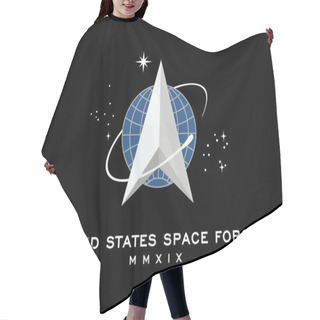Personality  Minsk, Belarus - May, 2021: Top View Of Flag Of United States Space Force, No Flagpole. Plane Design, Layout. Flag Background. Hair Cutting Cape