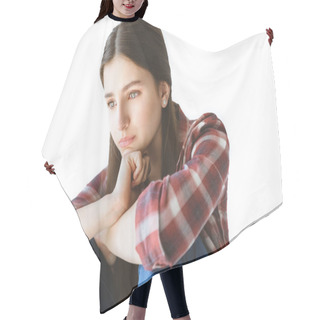 Personality  Depressed Teen Girl Hair Cutting Cape