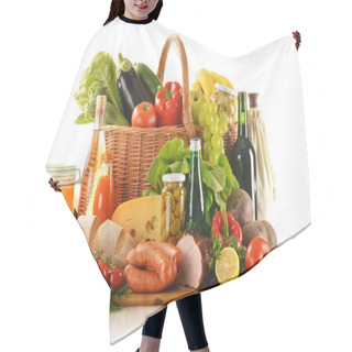 Personality  Composition With Variety Of Grocery Products Hair Cutting Cape