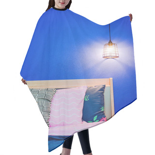 Personality  Vintage Ceiling Lamp On Blue Bedroom Wall Hair Cutting Cape