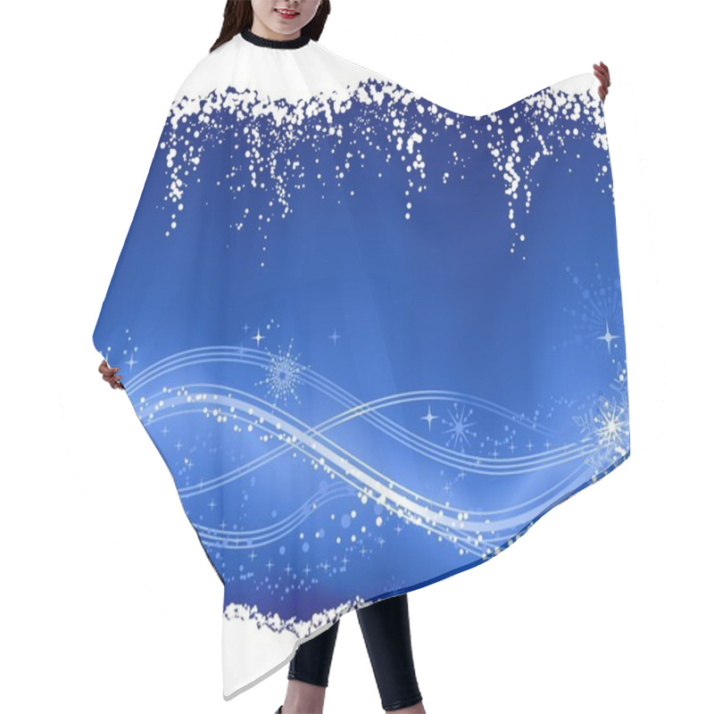 Personality  Abstract Blue Christmas, Winter Background Hair Cutting Cape