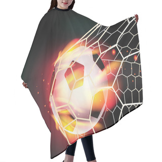 Personality  Vector Soccer Ball In Goal Net On Fire Flames Hair Cutting Cape