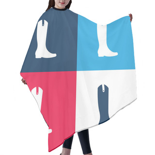 Personality  Boot Tall And Black Blue And Red Four Color Minimal Icon Set Hair Cutting Cape
