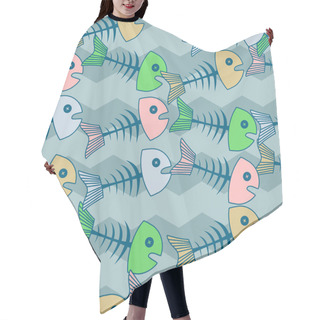 Personality  Vector Background With Dead Fishes. Hair Cutting Cape