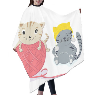 Personality  Cute Kittens Play With A Woolen Ball In The Style Hair Cutting Cape