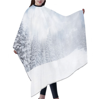 Personality  Christmas Background With Snowy Fir Trees Hair Cutting Cape
