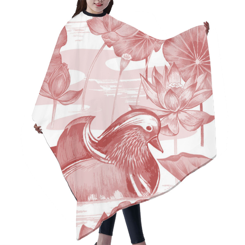 Personality   Seamless pattern with birds and flowers. hair cutting cape