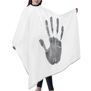 Personality  Top View Of Black Print Of Hand Isolated On White, With Copy Space Human Rights Concept  Hair Cutting Cape